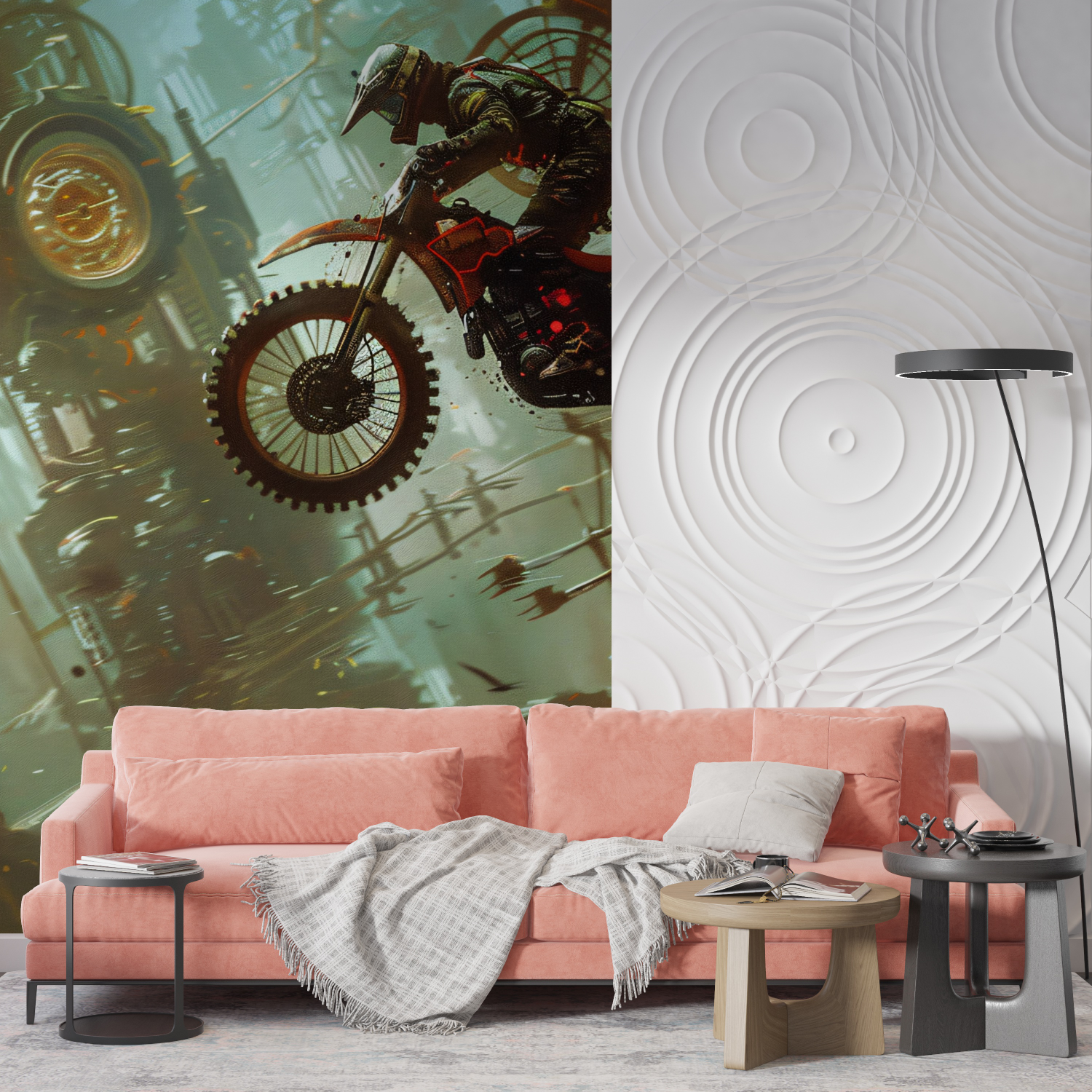 Papier peint panoramique moto enfant mur
