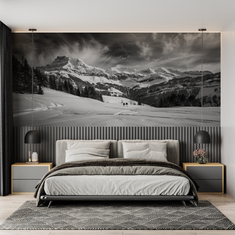 Papier peint panoramique montag...noir et blanc mural adulte