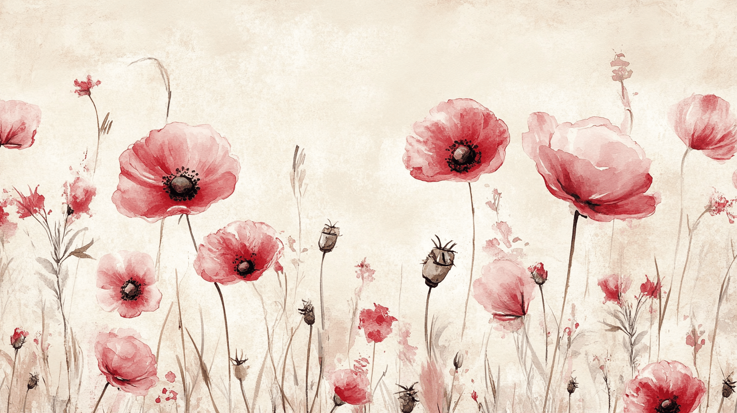 Papier Peint Aquarelle Fleurs Roses Peintes