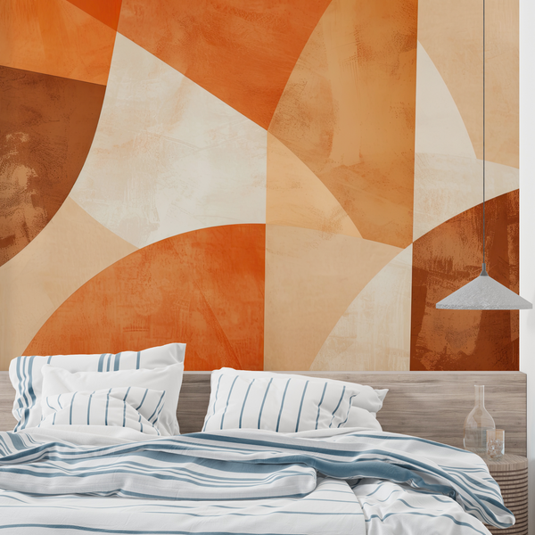 Papier Peint Effet Carrelage Azzura – Modèle M1-No.605, Orange Beige, En Non-tissé, Tadessi