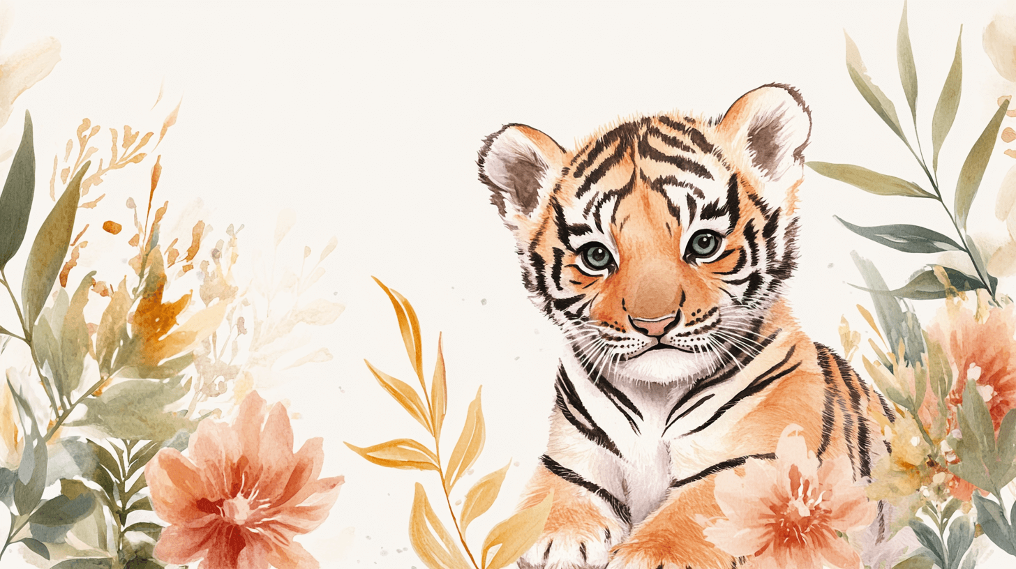 Papier Peint Tigre Et Motifs Nordiques