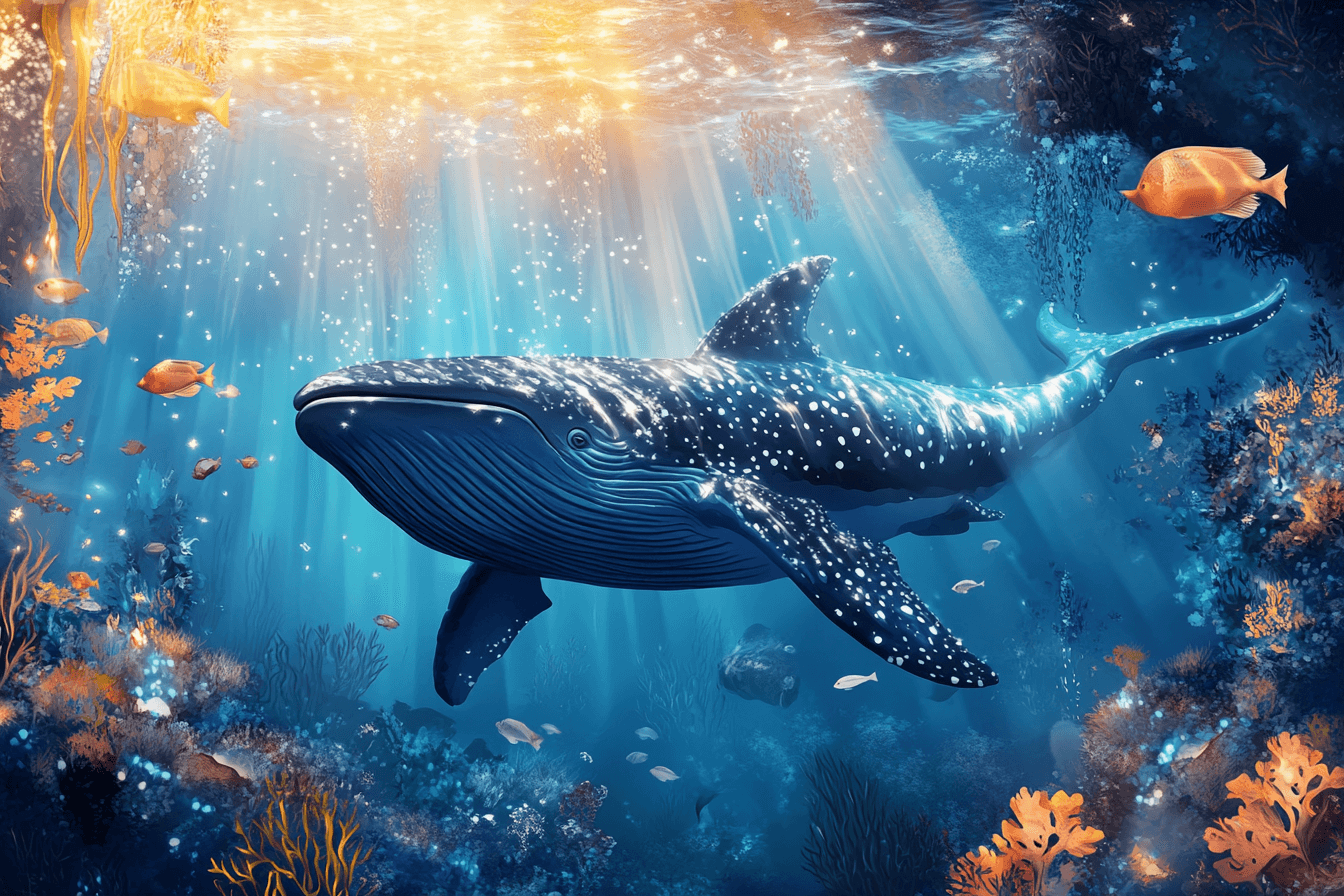 Papier Peint Marin Décor Baleine Bleue