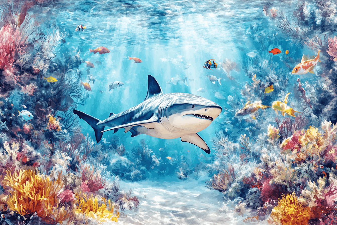 Papier Peint Marin Panoramique Requin
