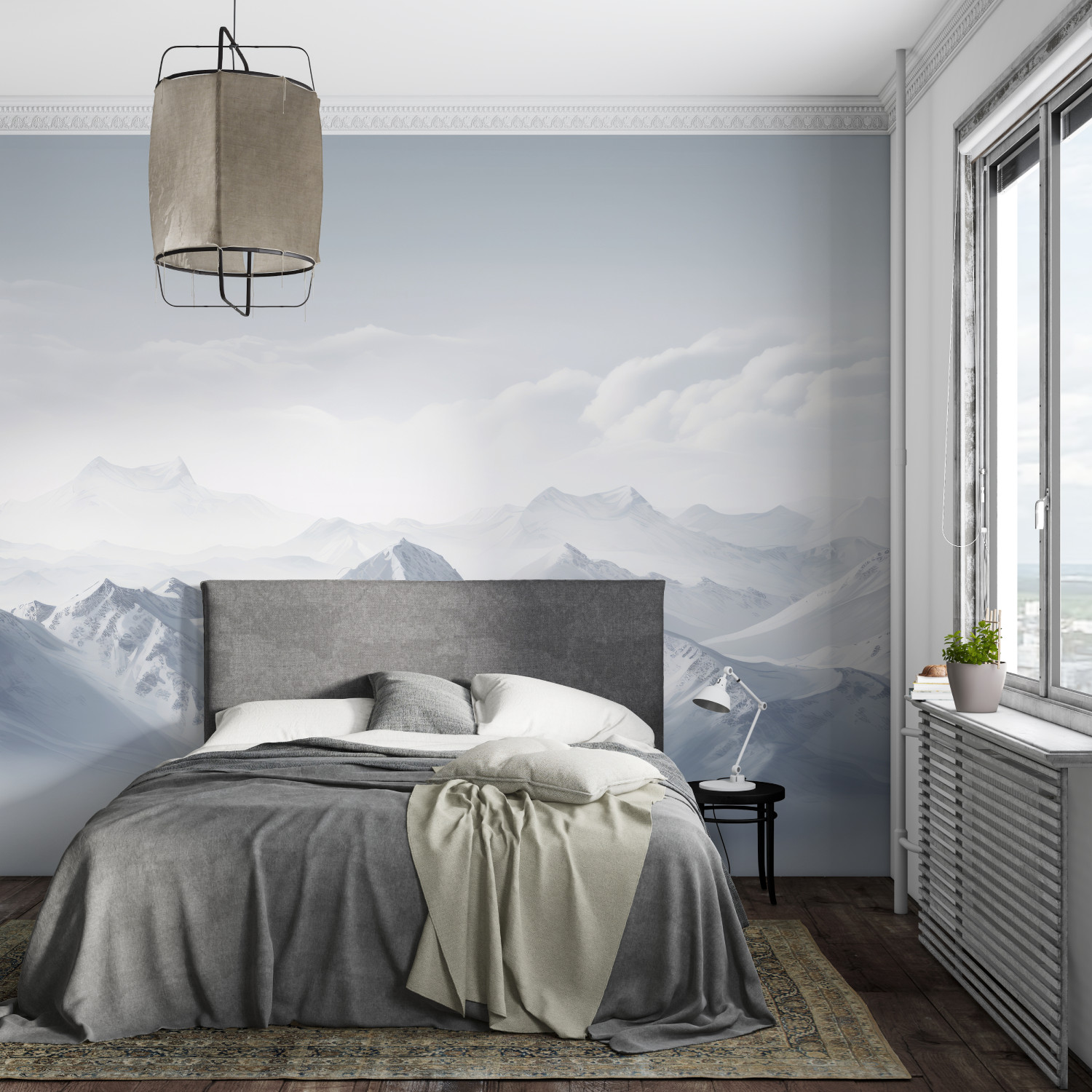 Papier peint aquarelle alpes mural