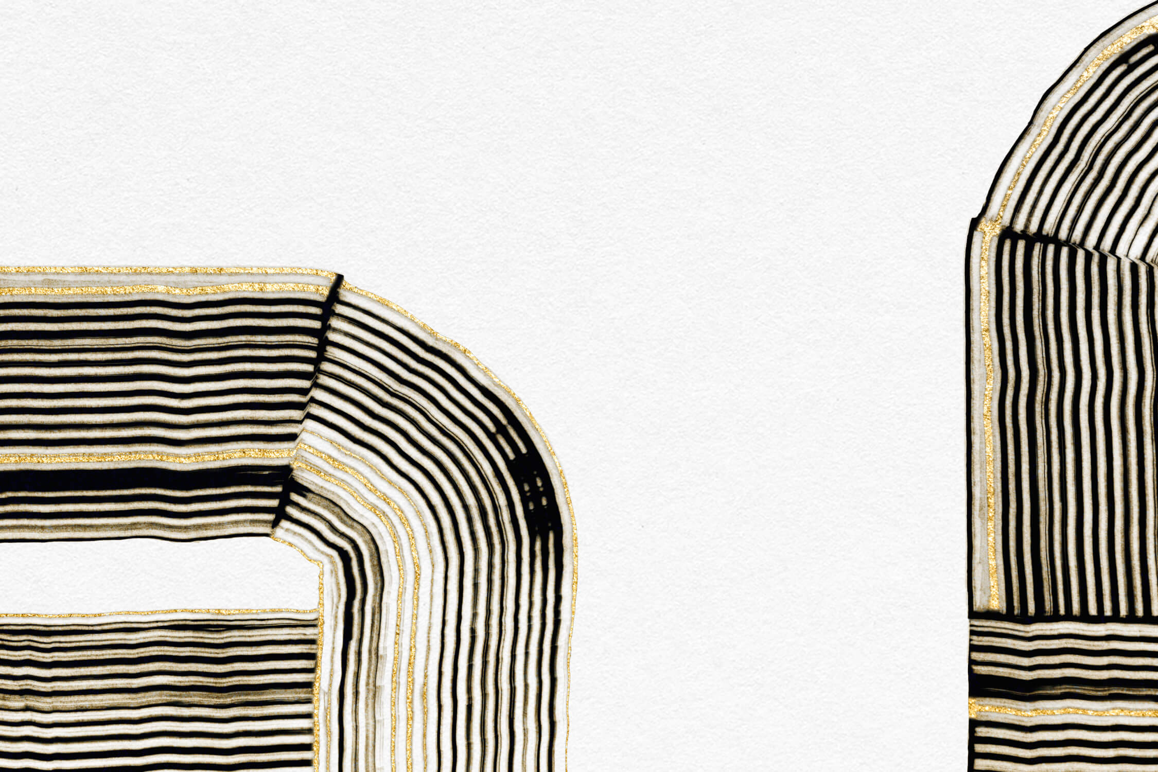 Papier Peint Aquarelle Lignes Dorées