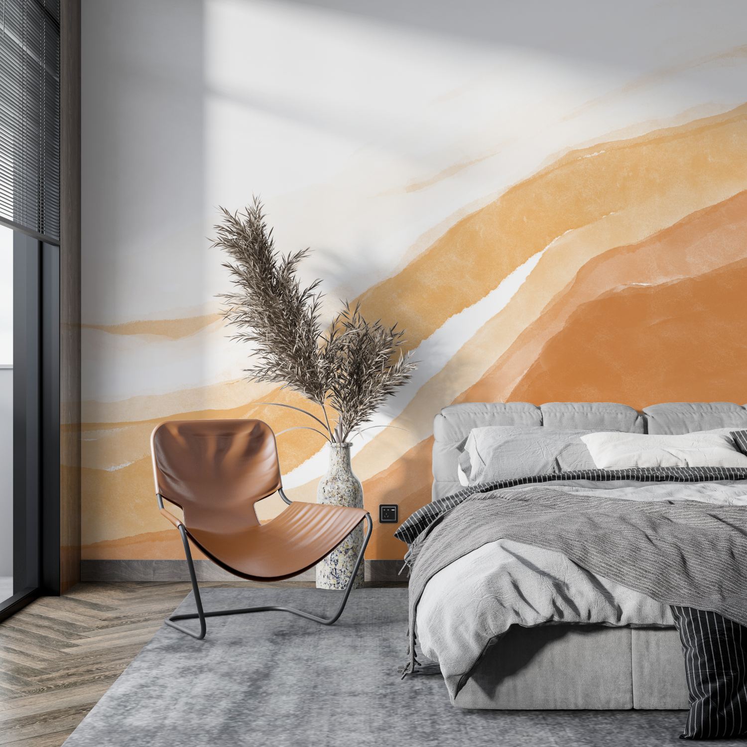 Papier peint aquarelle tons beiges tapisserie pano