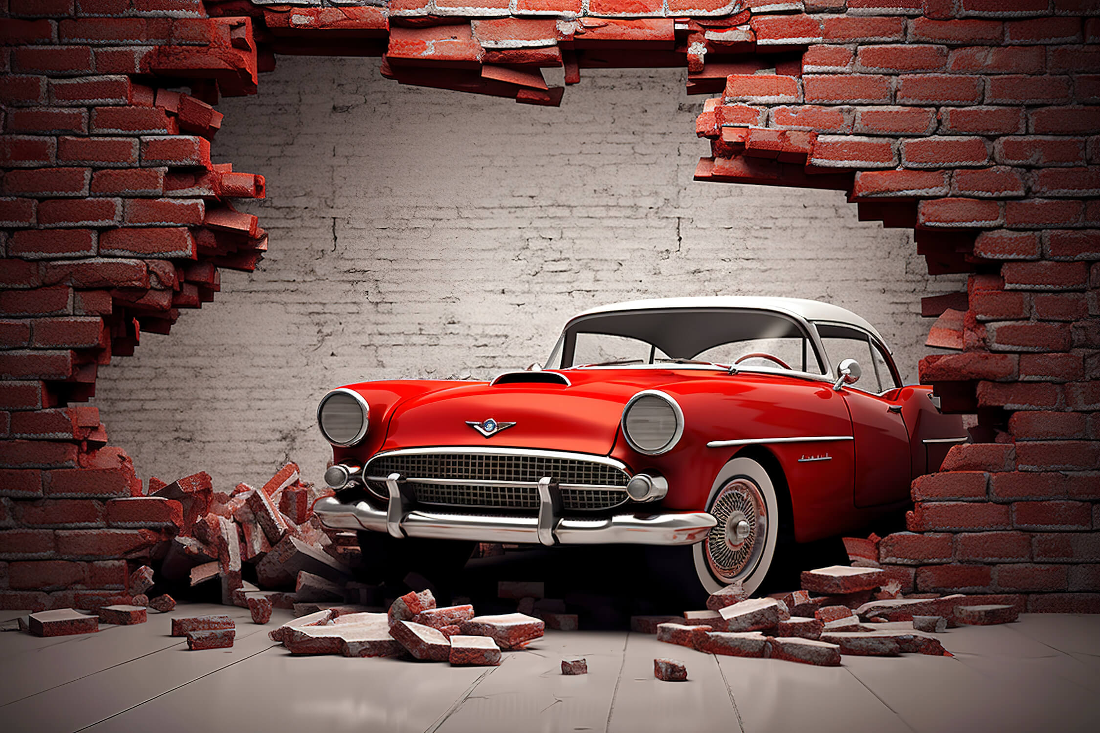 Papier Peint Trompe L'oeil Voiture Vintage