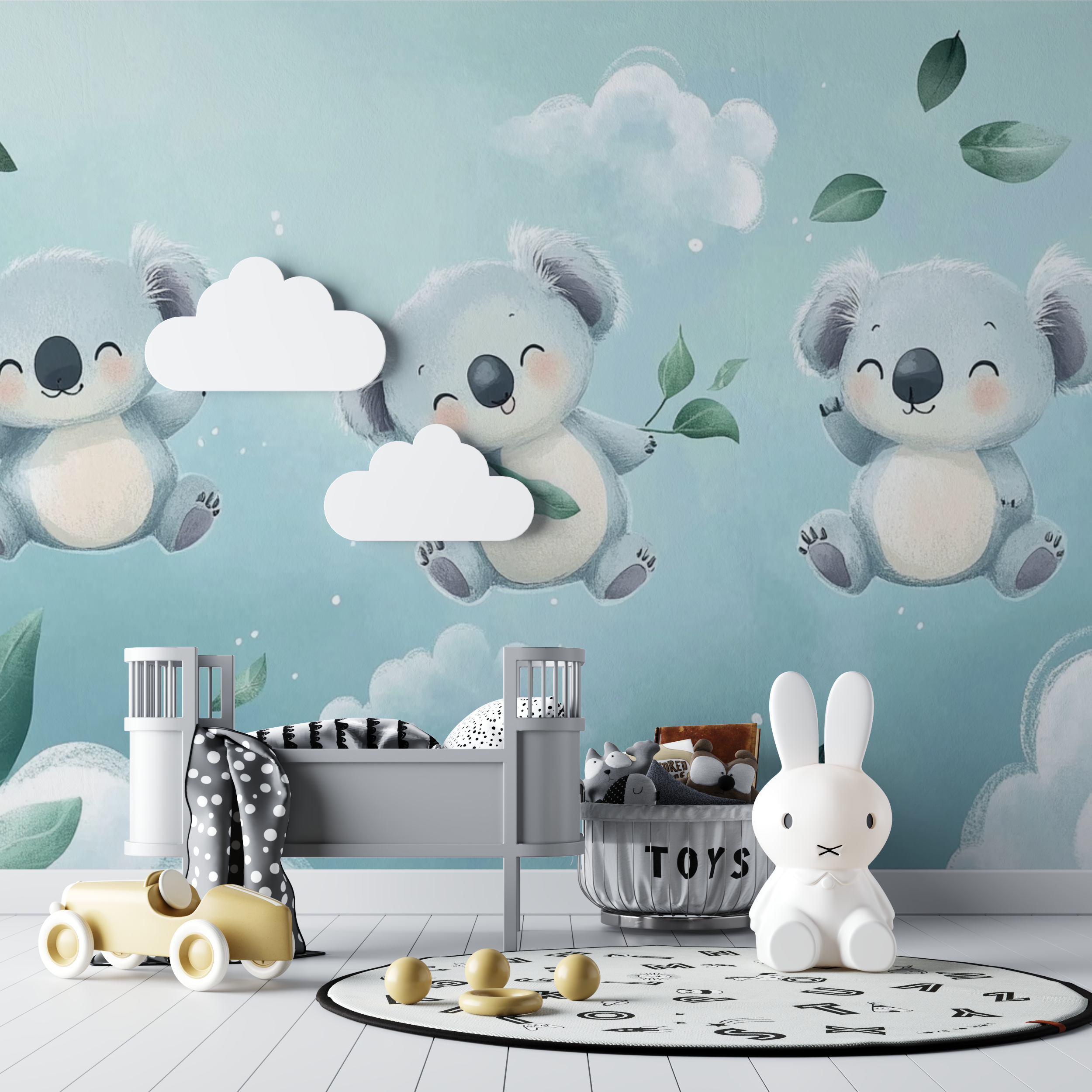 Papier peint koala dans un souffle dair bebe tipi