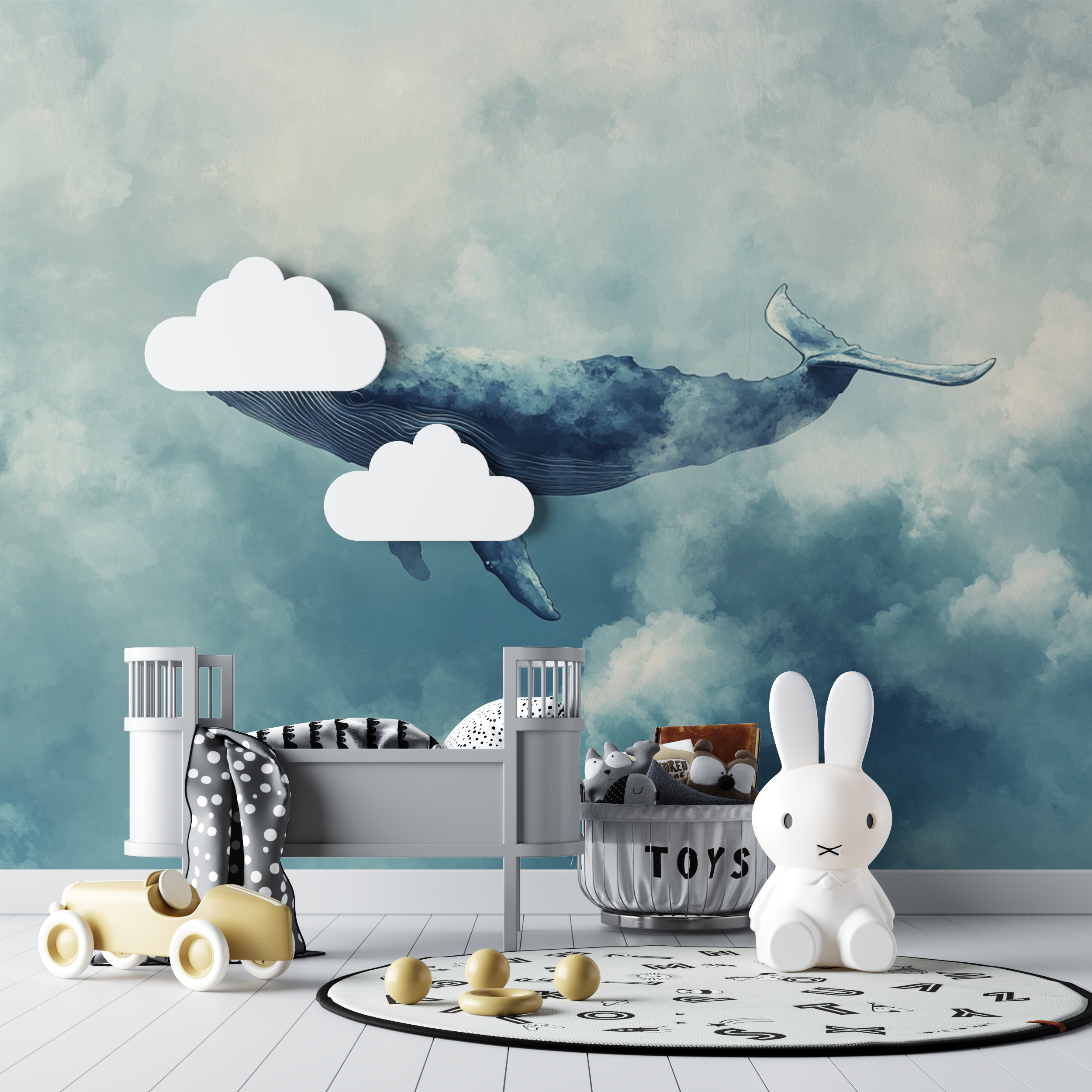 Papier peint marin esquisse nuage bebe tipi