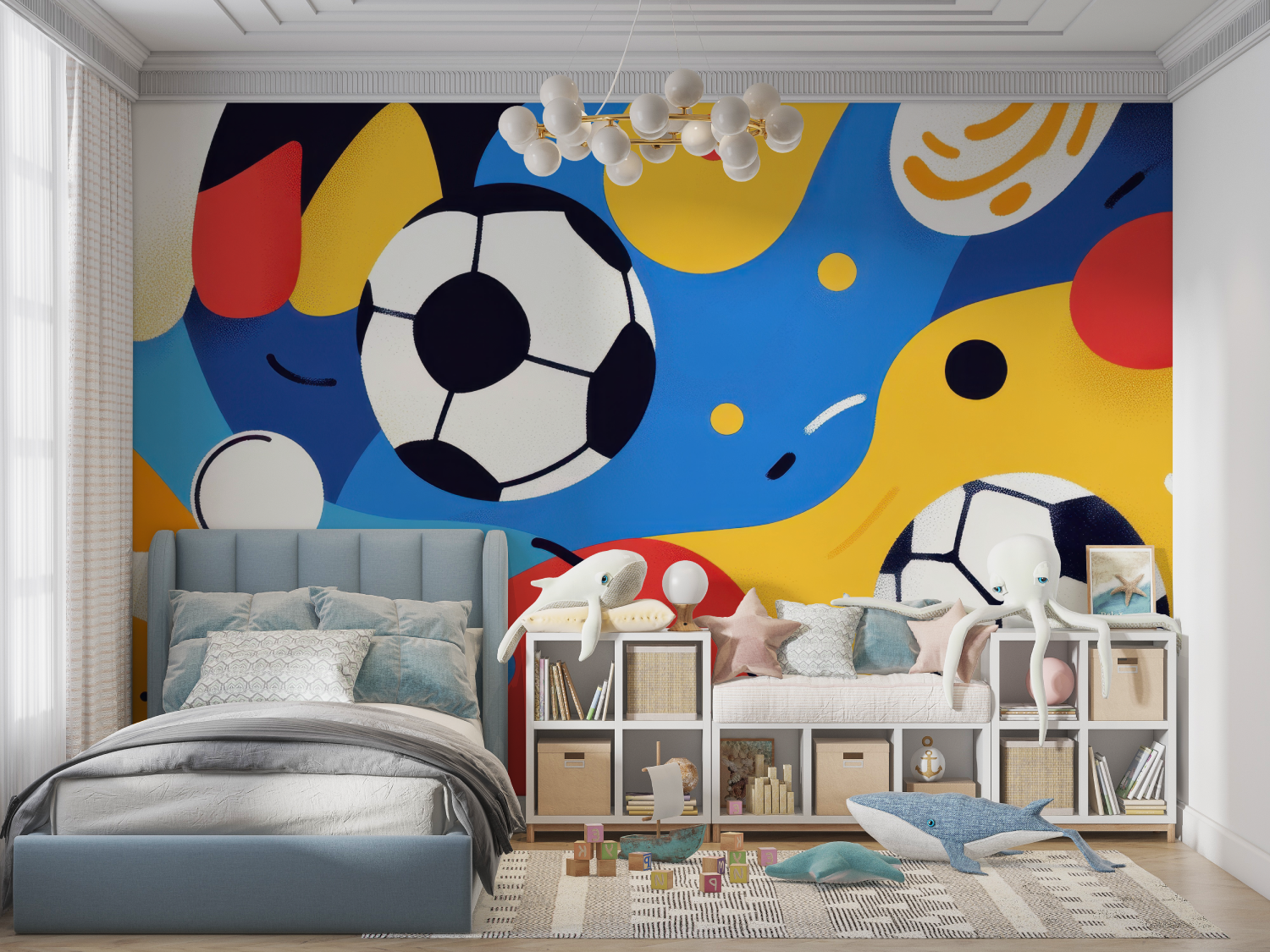 Papier peint ballon foot enfant panoramique garcon