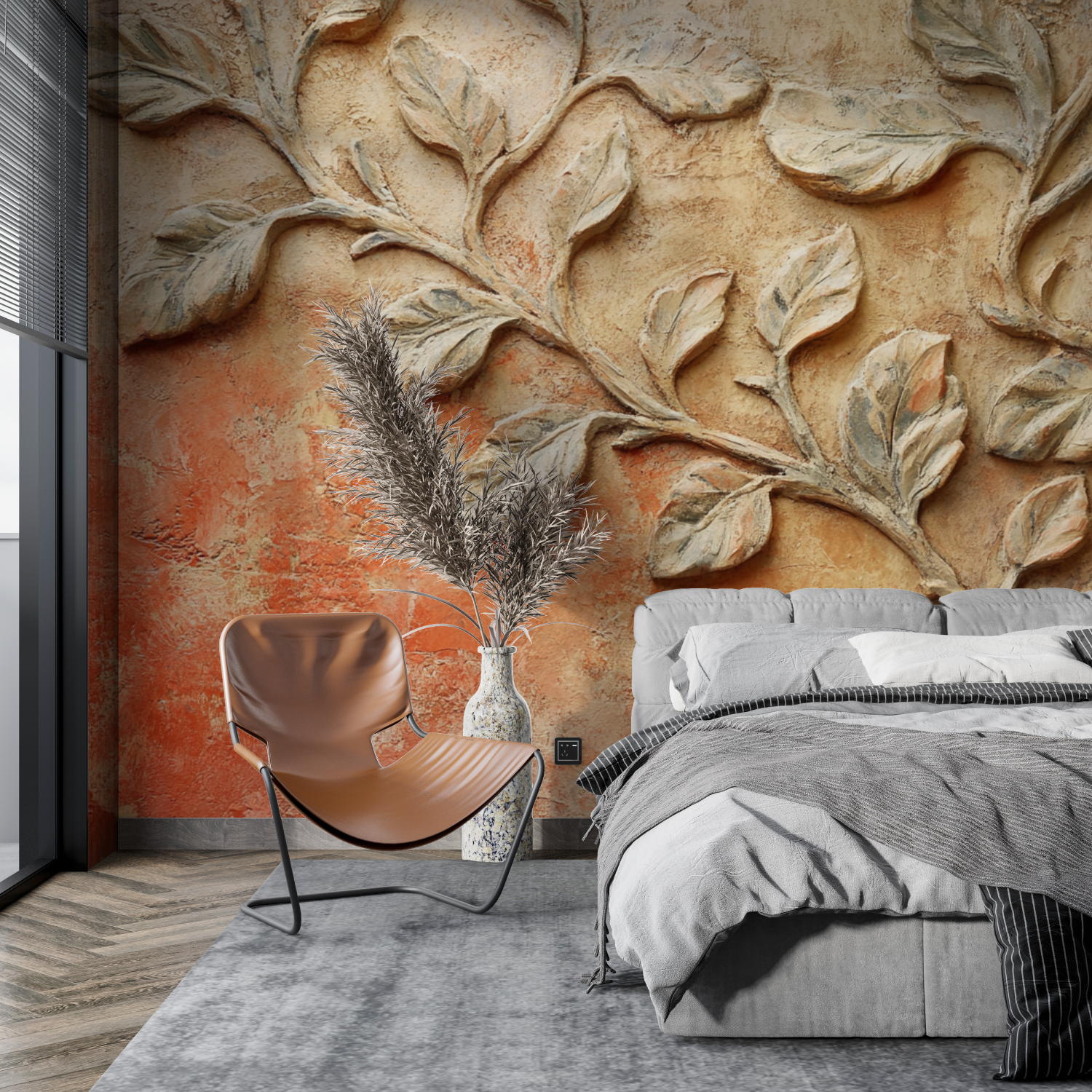 Papier peint terracotta avec co...organiques tapisserie pano