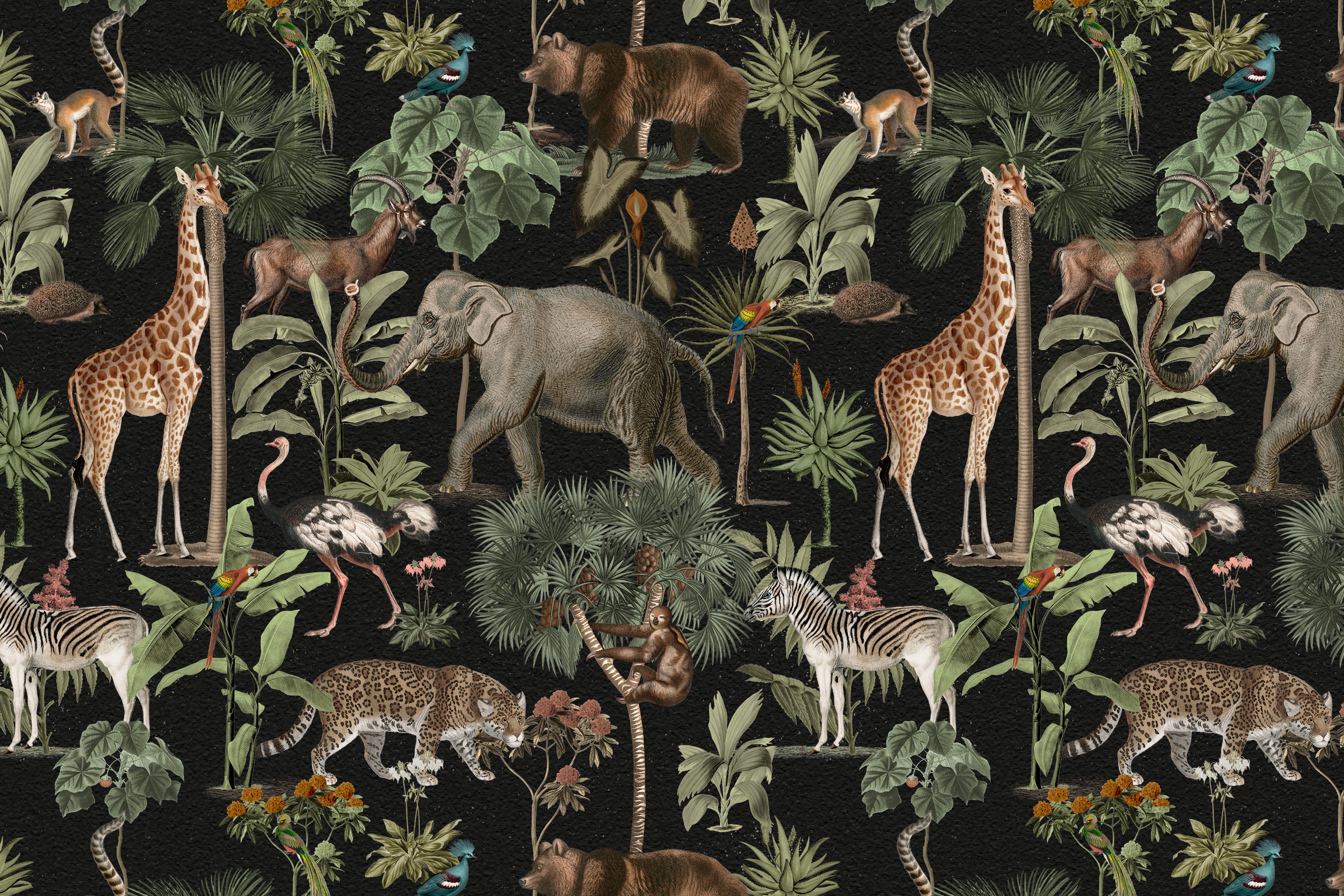Papier peint Safari noir pour bébé