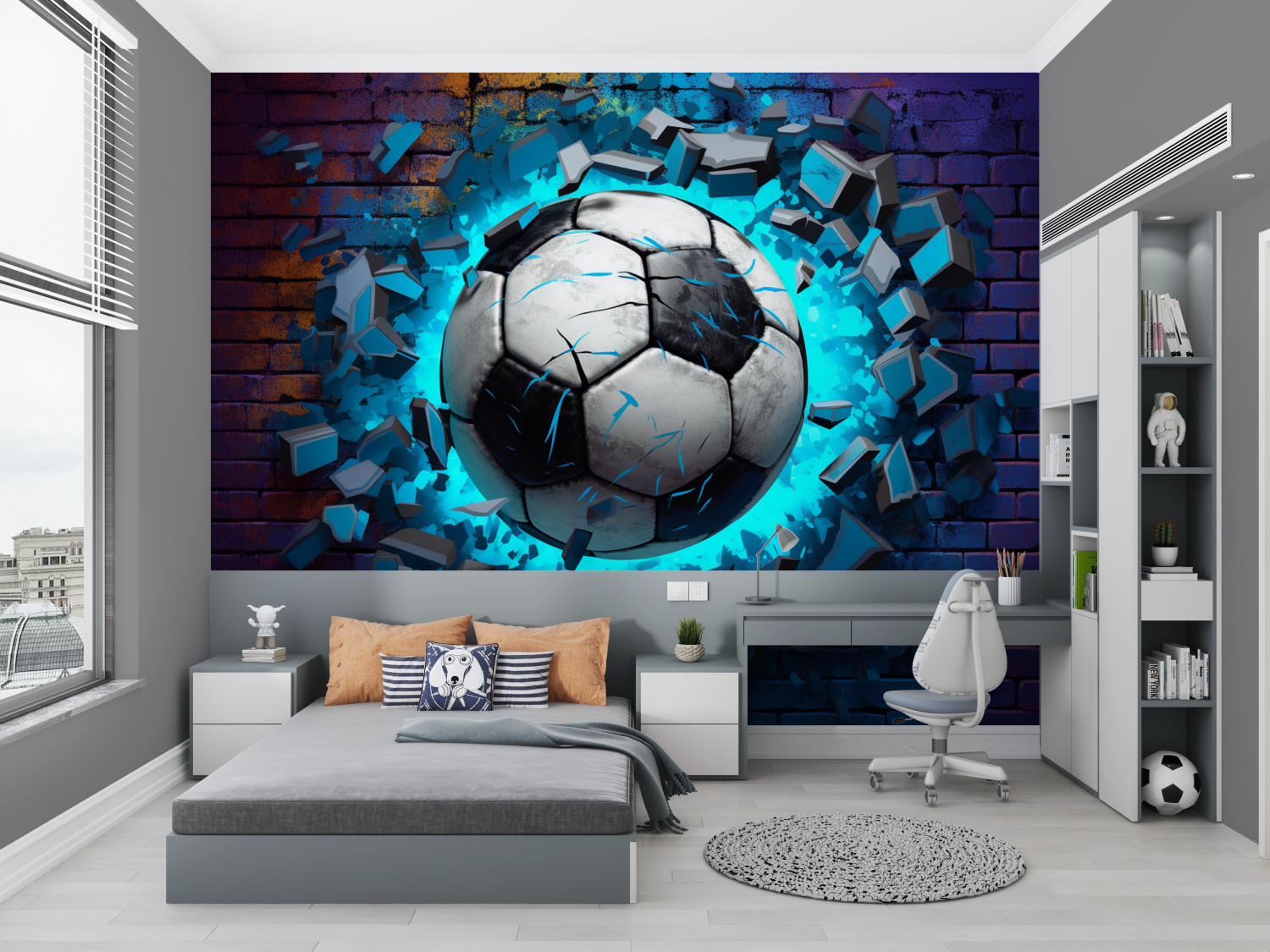 Papier peint grafiti foot chambre petit