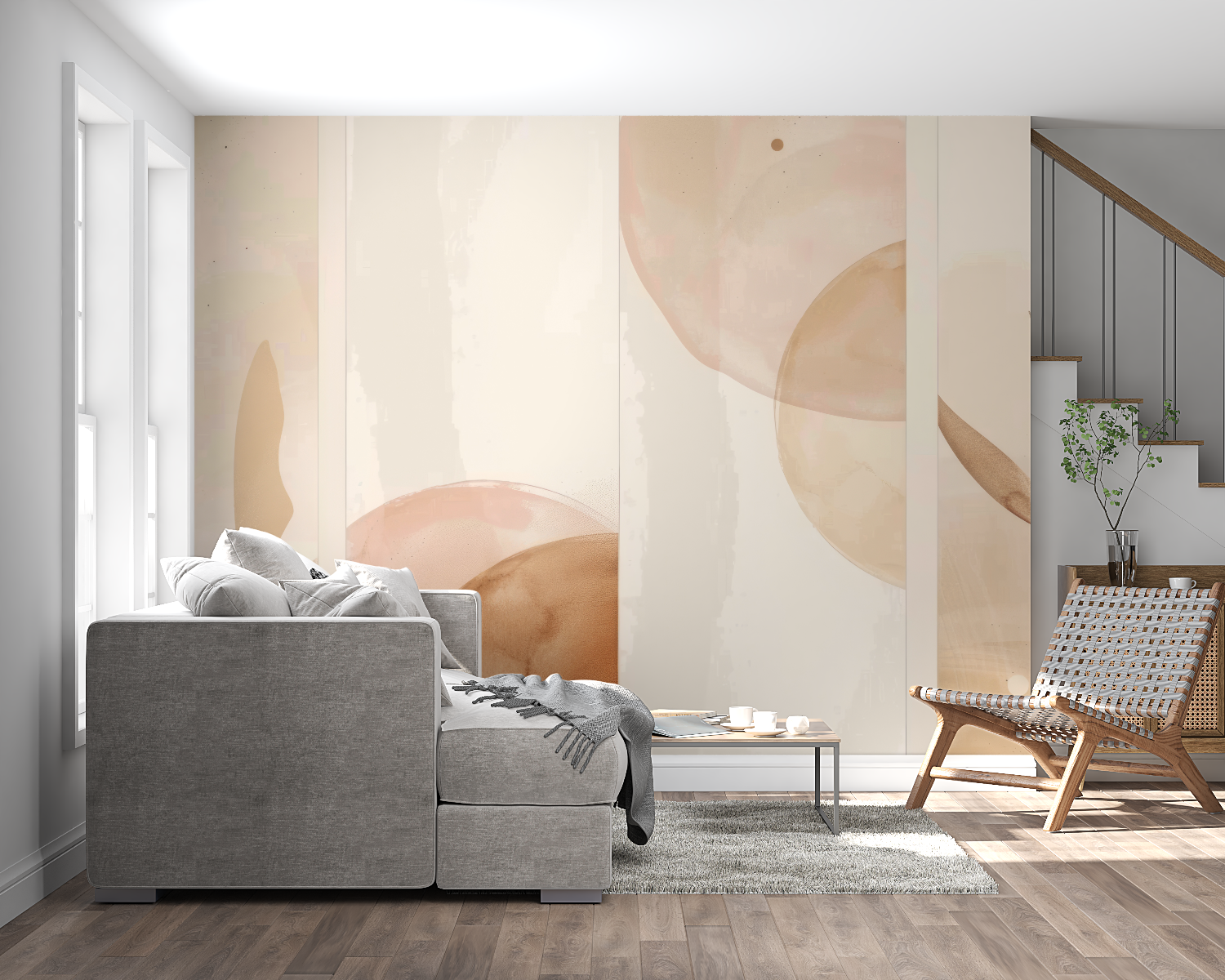 Papier peint aquarelle nuances terre panoramique mural