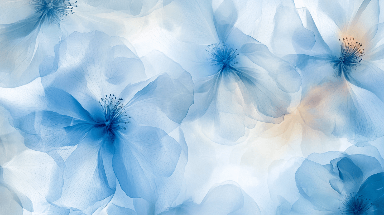 Papier Peint Aquarelle Fleurs Bleues X-Ray