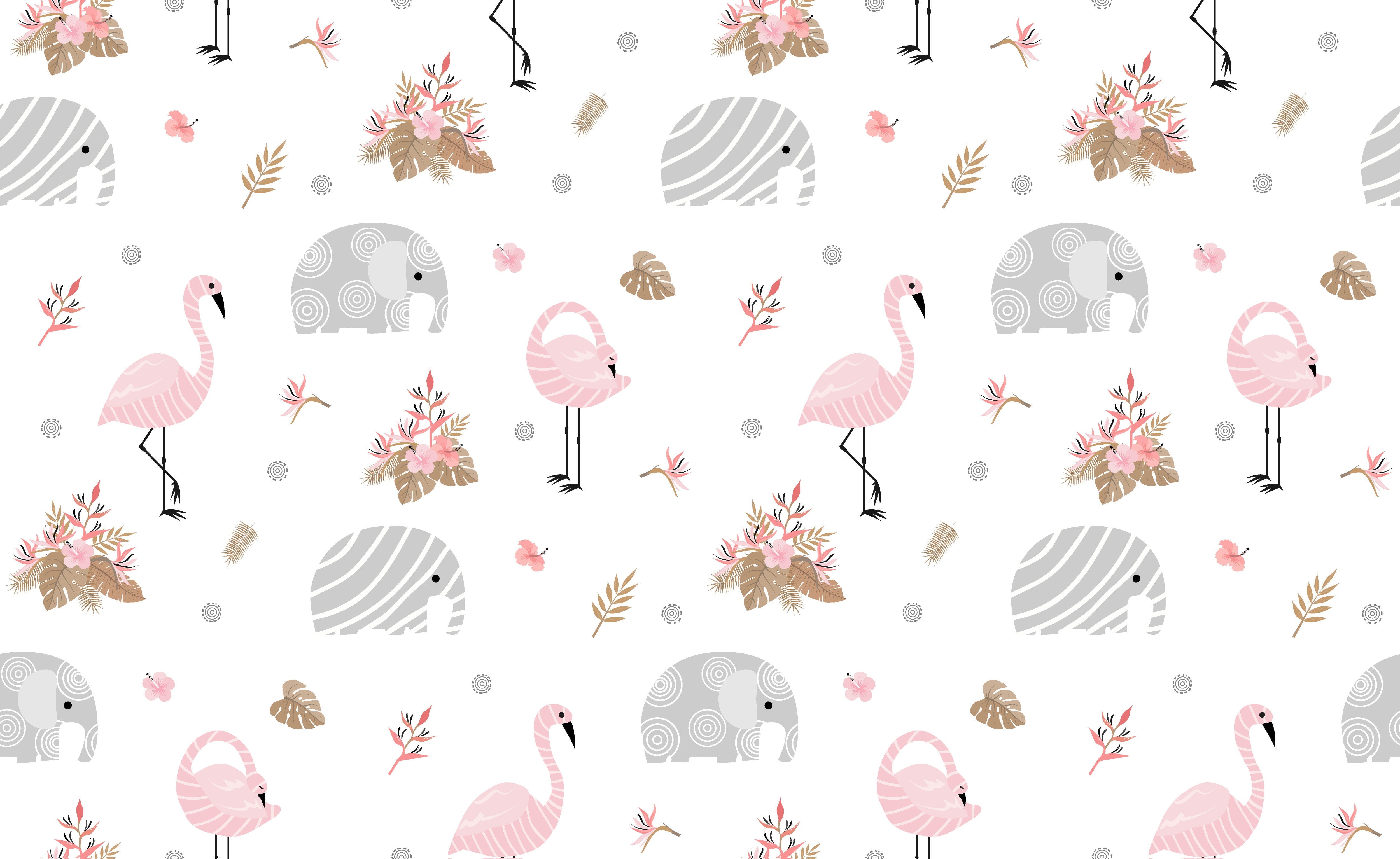Papier peint bébé Flamant rose blanc