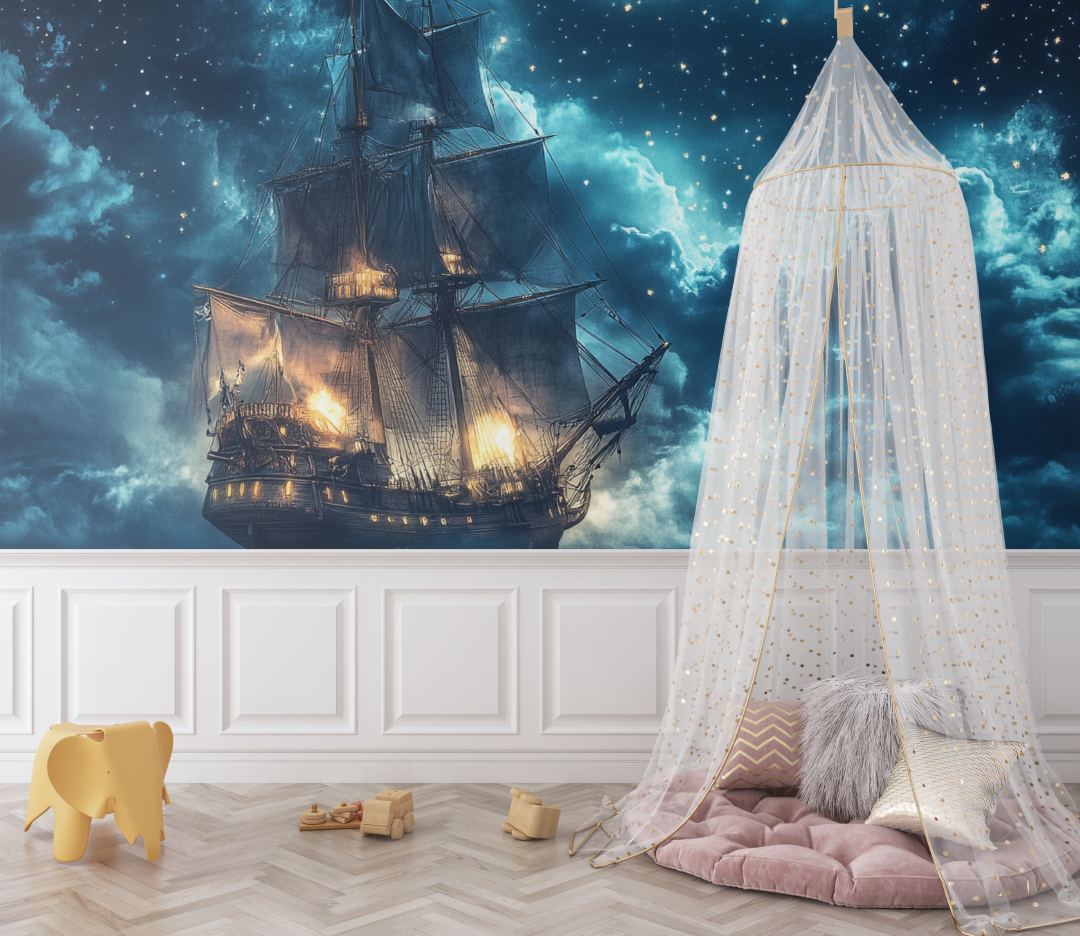Papier peint pirate navire bebe