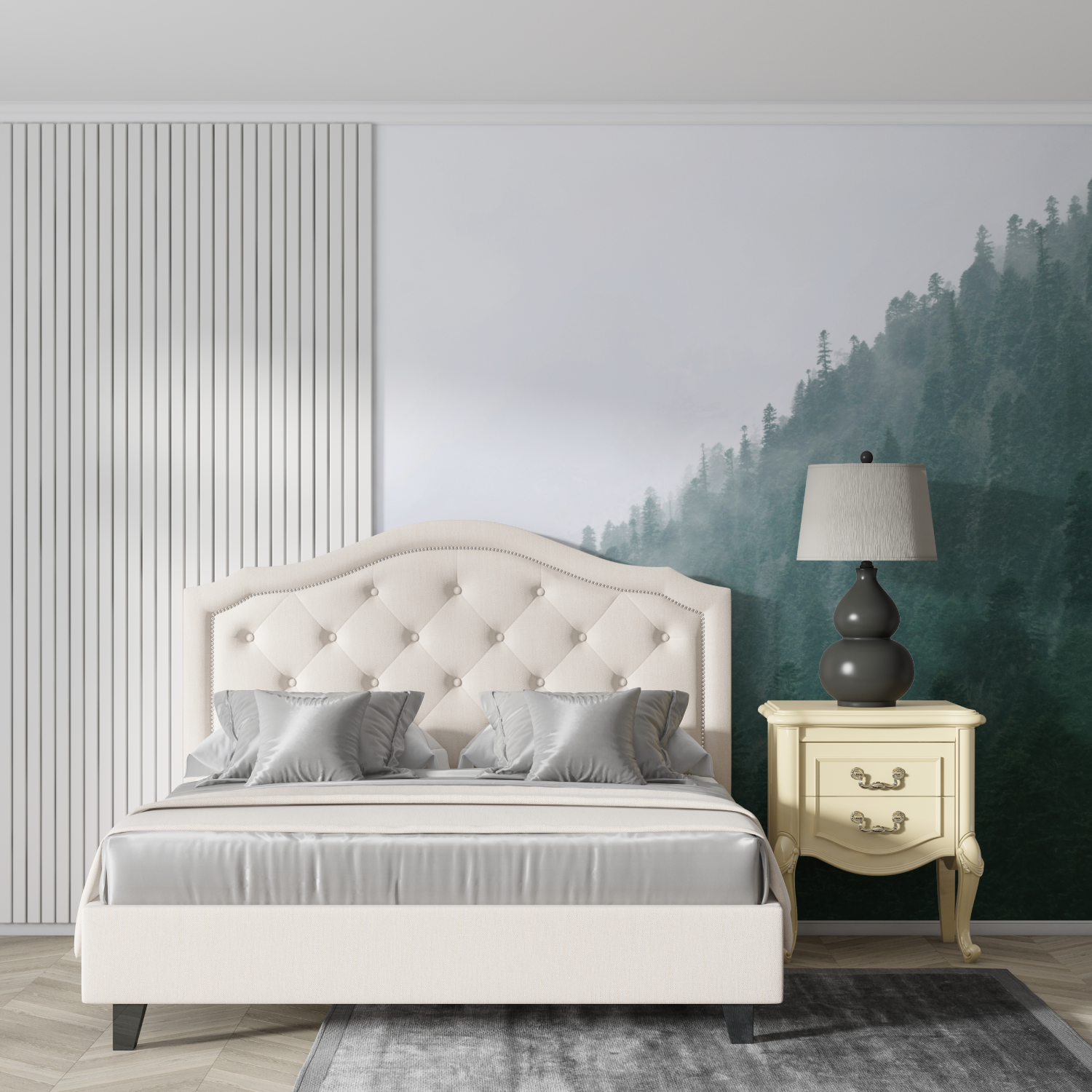 Papier peint aquarelle foret de pins design