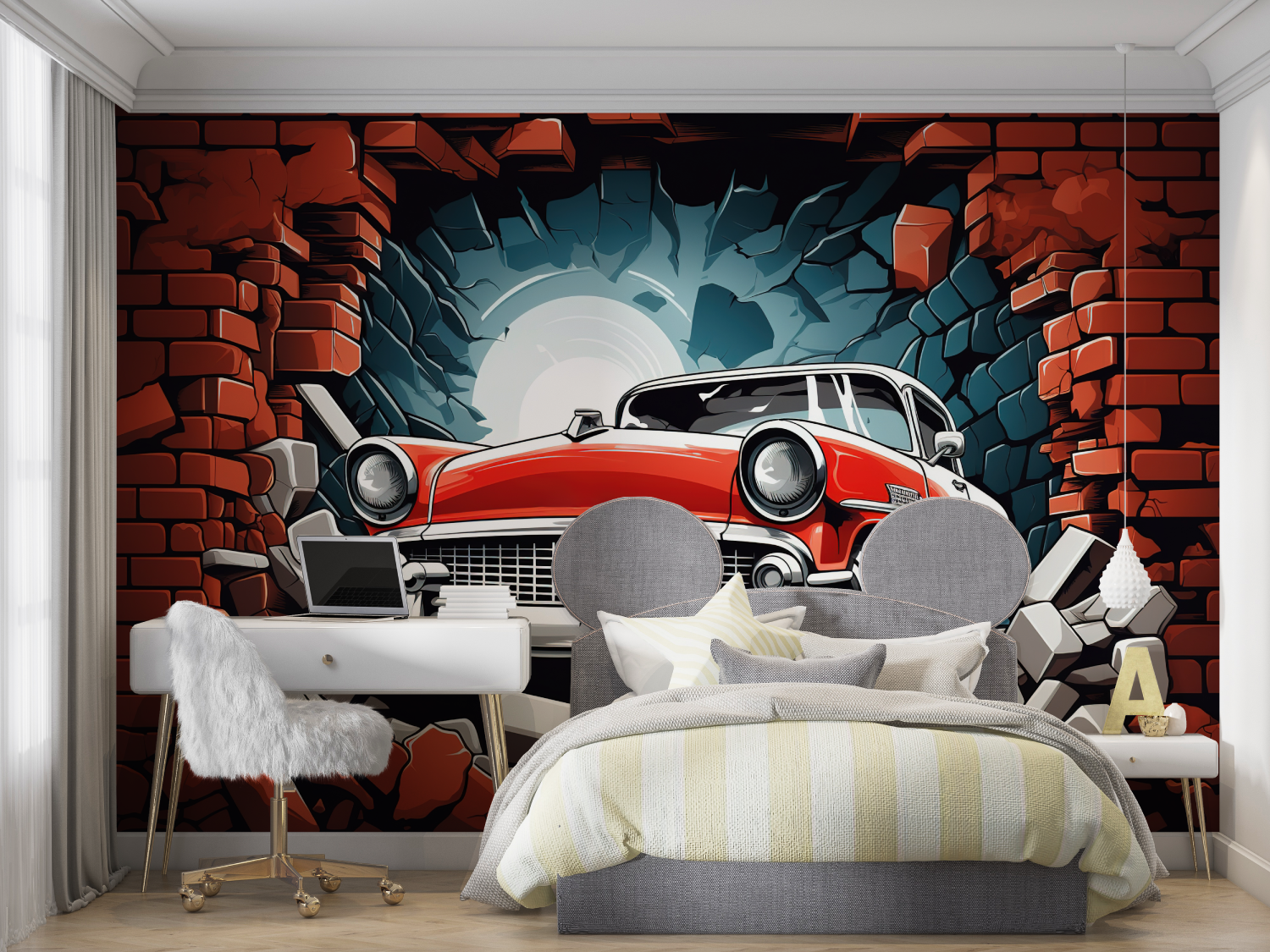Papier peint voiture ancienne enfant mur chambre panoramique