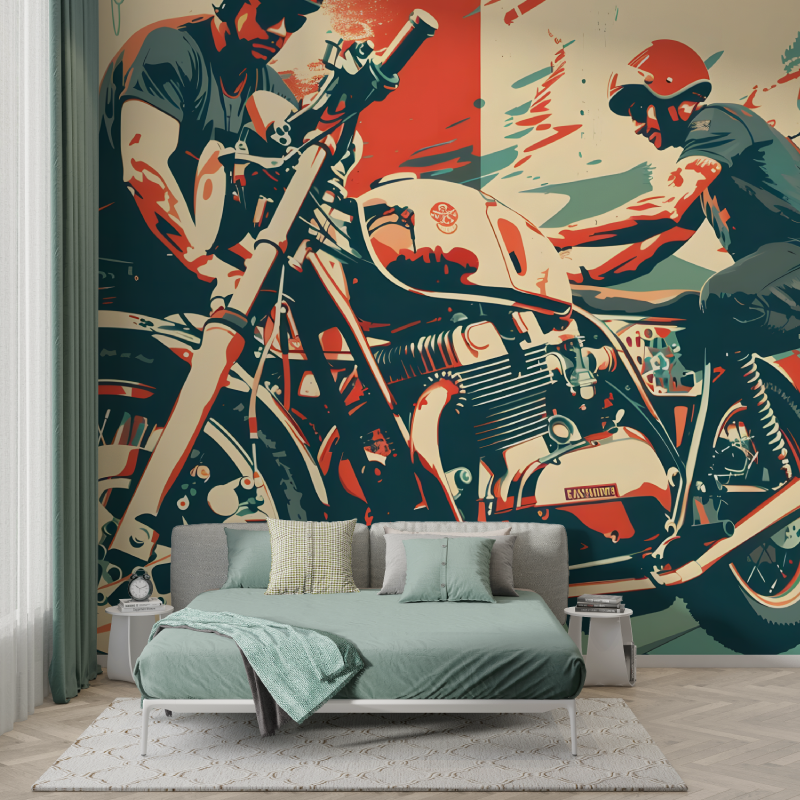 Papier peint graffiti moto salon garcon123