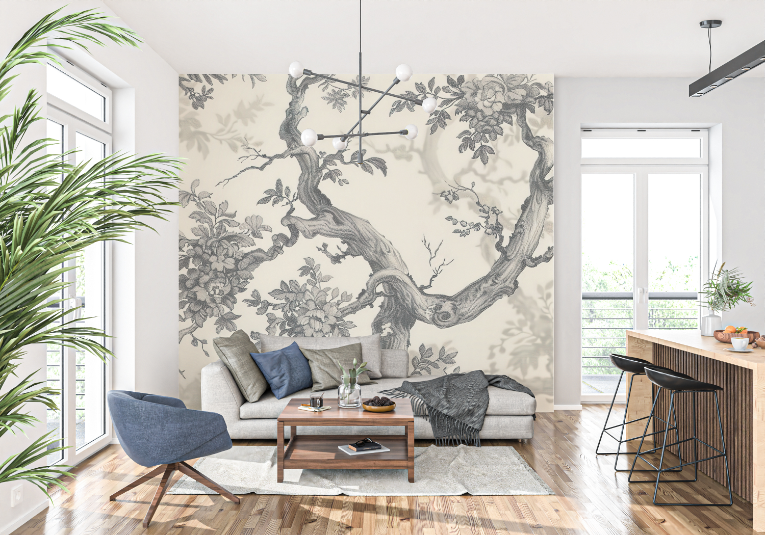 Papier Peint Toile De Jouy 3d - trompe l'oeil