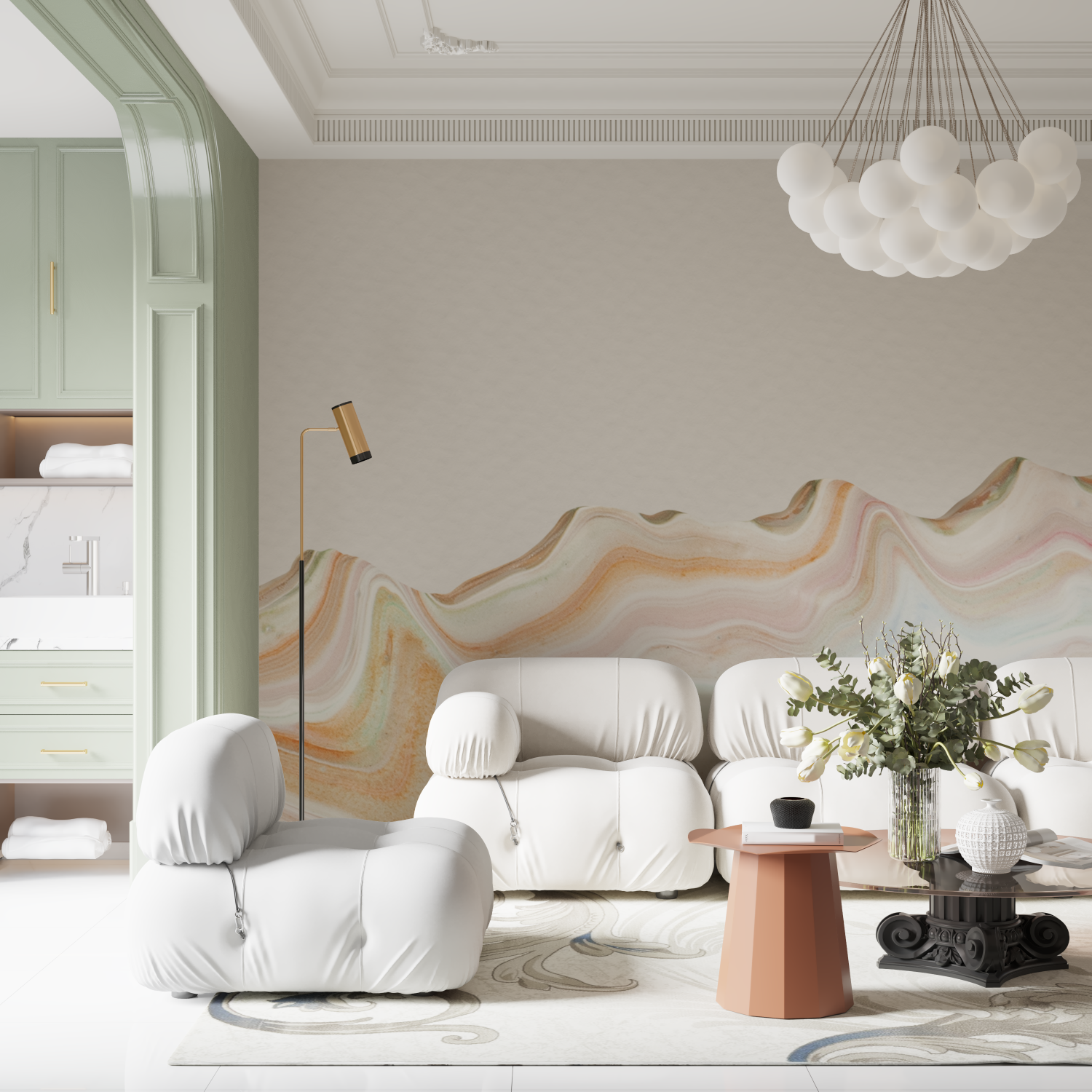 Papier peint aquarelle chambre contemporain