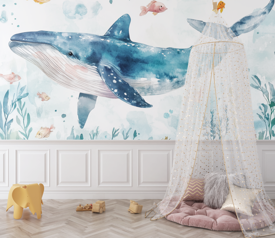 Papier peint marin mer et baleine bebe