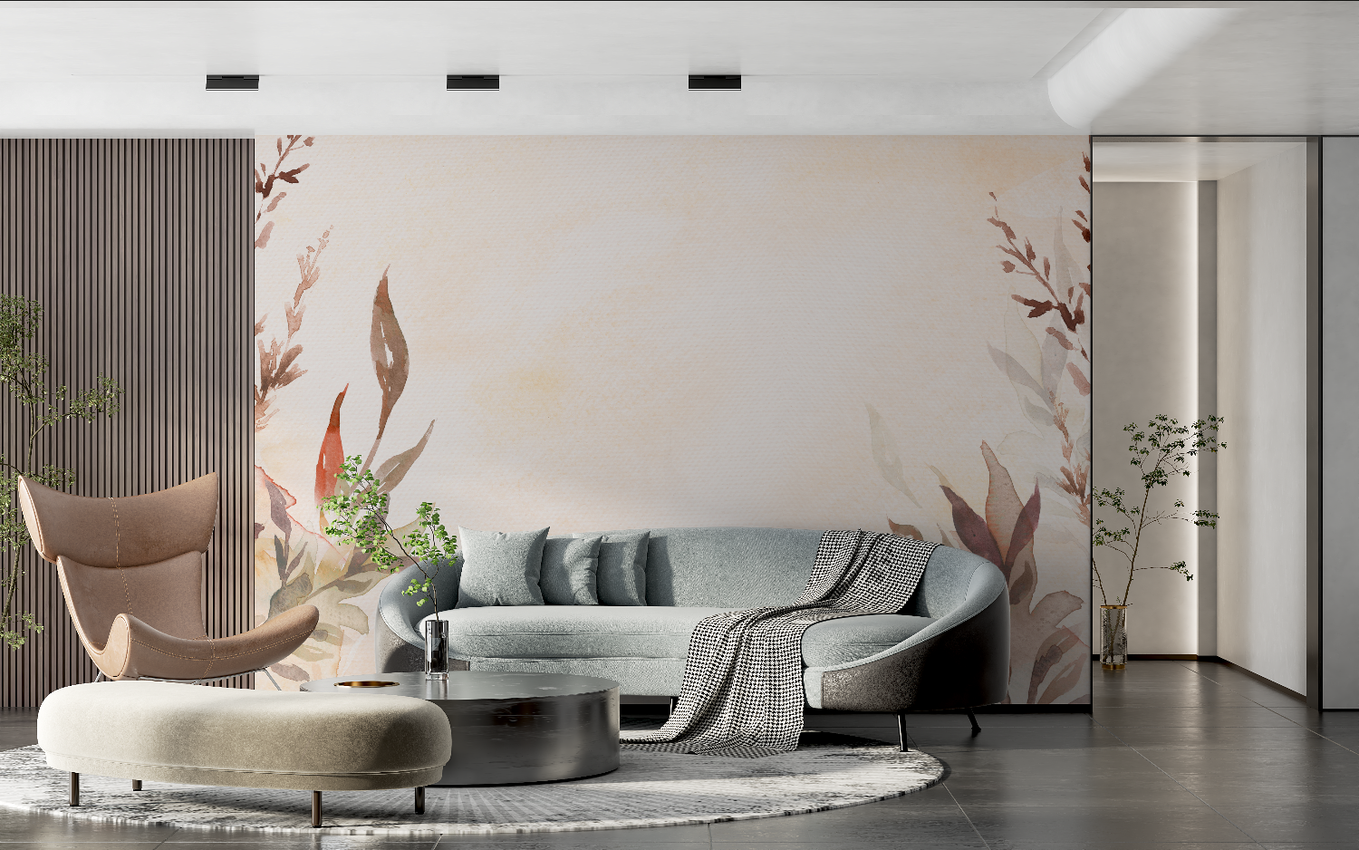 Papier peint aquarelle degrade terracotta tendance 2024