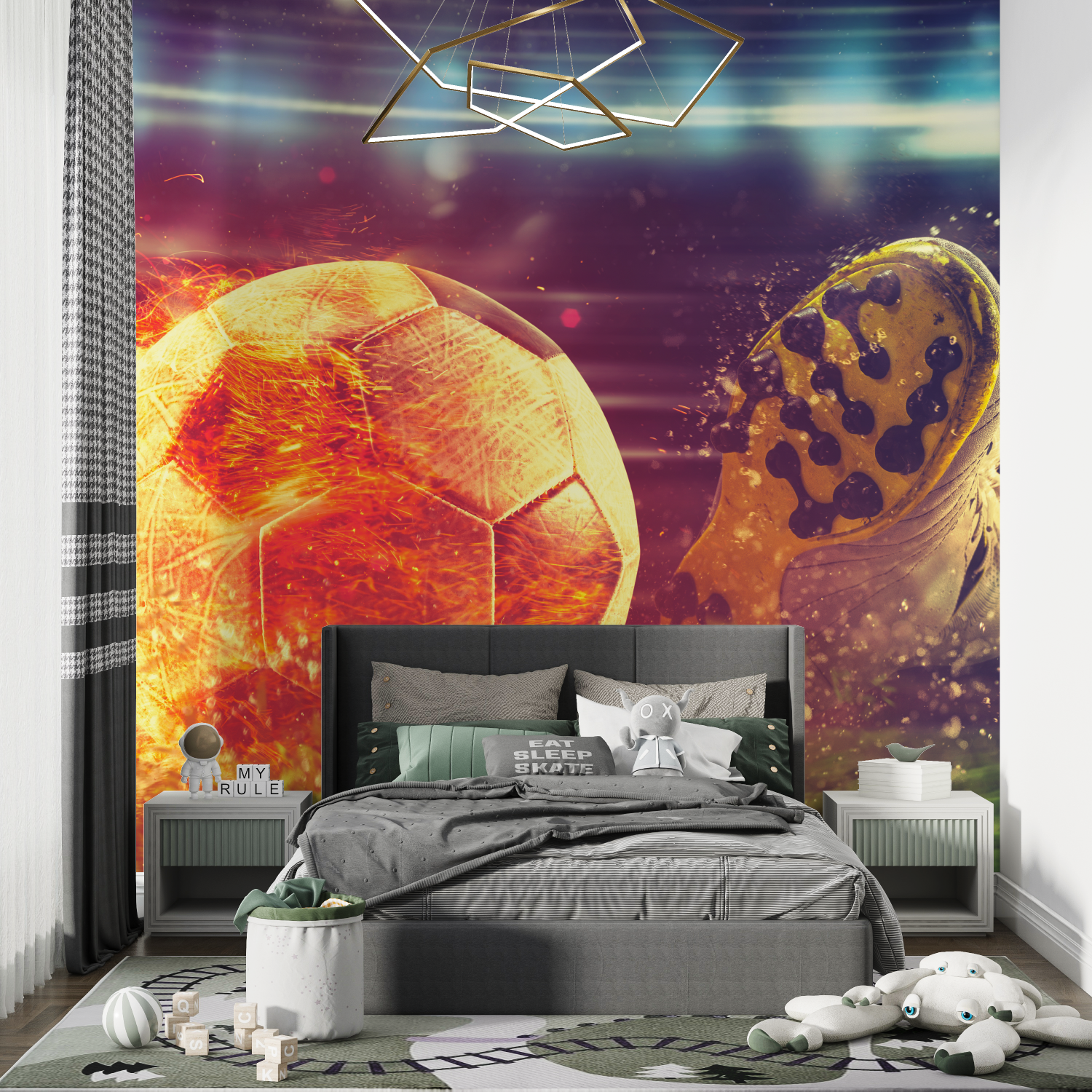Papier peint chambre garcon foo...llon feu chambre de garcon