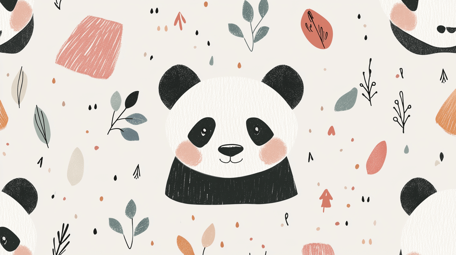 Papier Peint Panda Et Motifs Nordiques