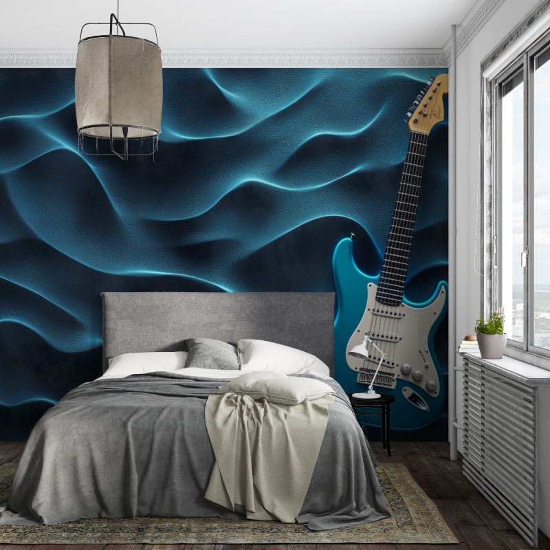 Papier peint guitare electrique bleu piece ados