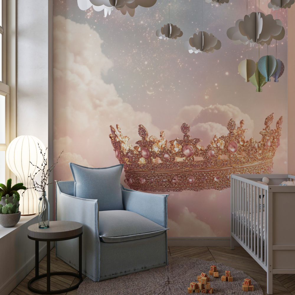 Papier peint princesse couronne...ntillante chambre de fille