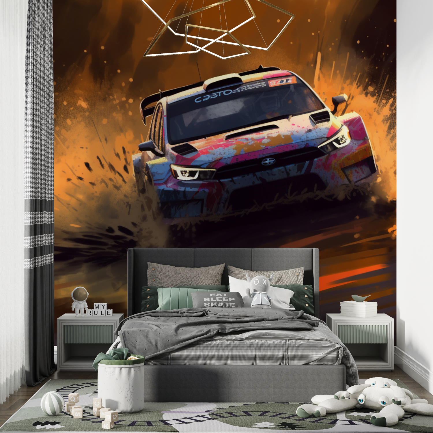 Papier peint voiture de rally chambre de garcon