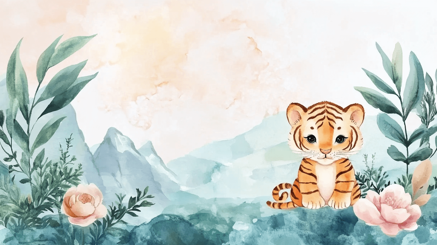 Papier Peint Tigre Et Paysages Doux