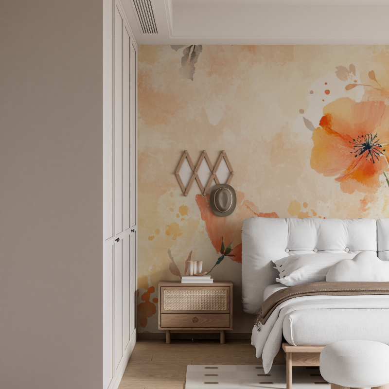 Papier peint aquarelle fleurs e...es en degrade colore mural