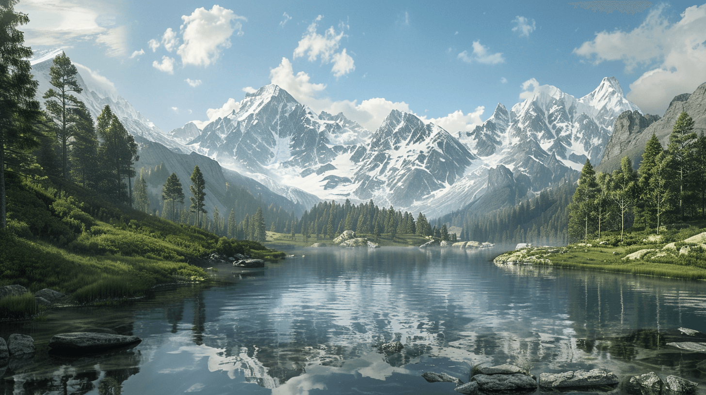 Papier Peint Panoramique Lac De Montagne En Haute Savoie