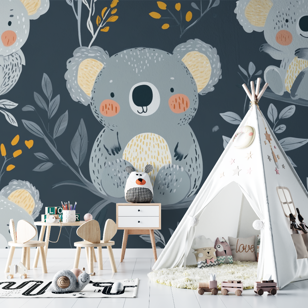 Papier peint koala peau a peau chambre bebe