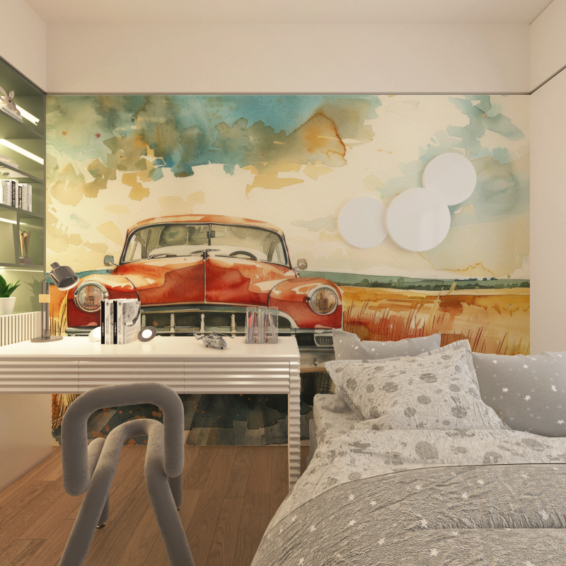 Papier peint voiture vintage st...arelle chambre adolescents