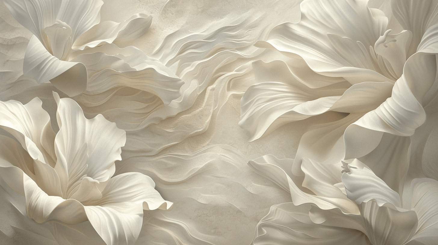 Papier Peint Trompe L'oeil Fleur Blanche