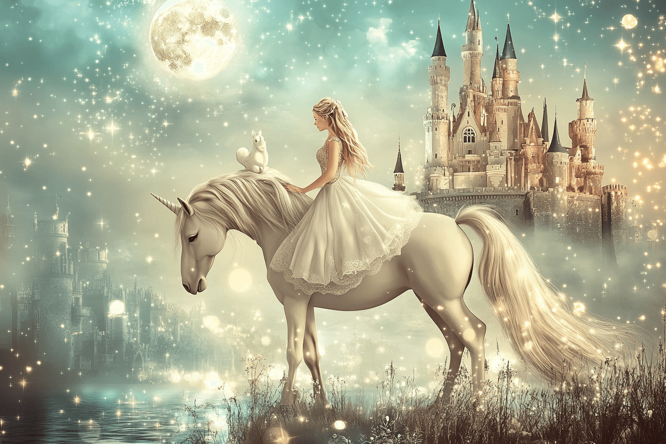 Papier Peint Princesse Château Licorne