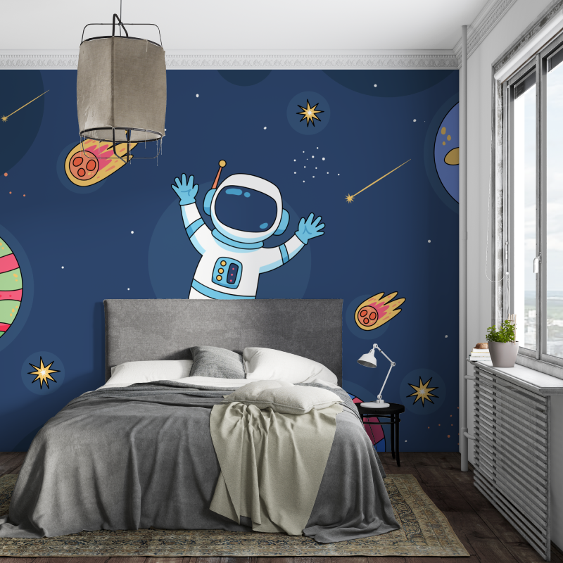 Papier peint espace chambre garcon astronaute piece ados