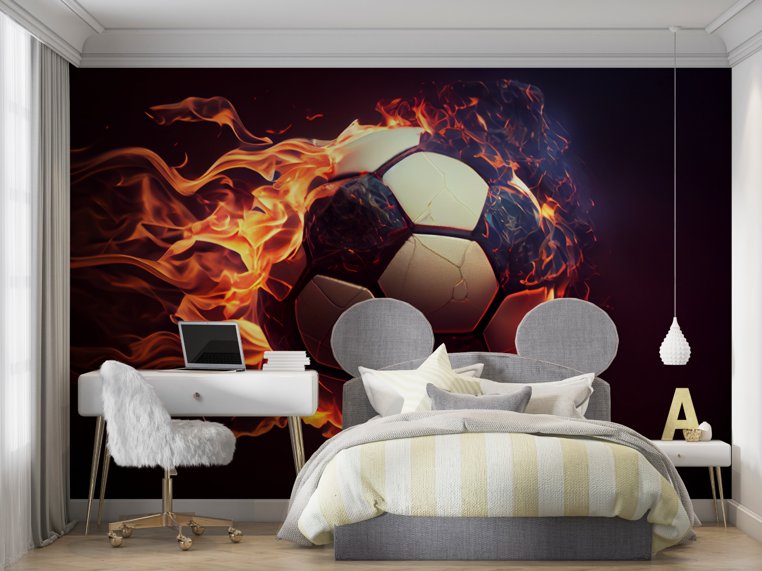 Papier peint xxl foot en feu mur chambre panoramique