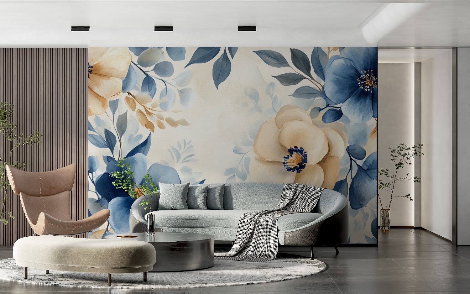 Papier peint aquarelle fleurs s...s abstraites tendance 2024