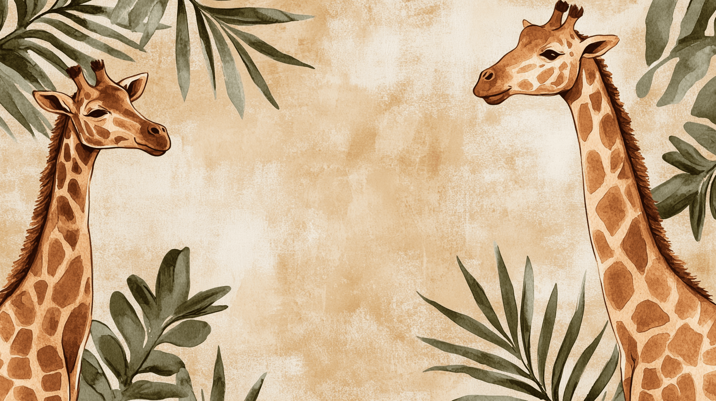 Papier Peint Girafe Et Jungle Sépia