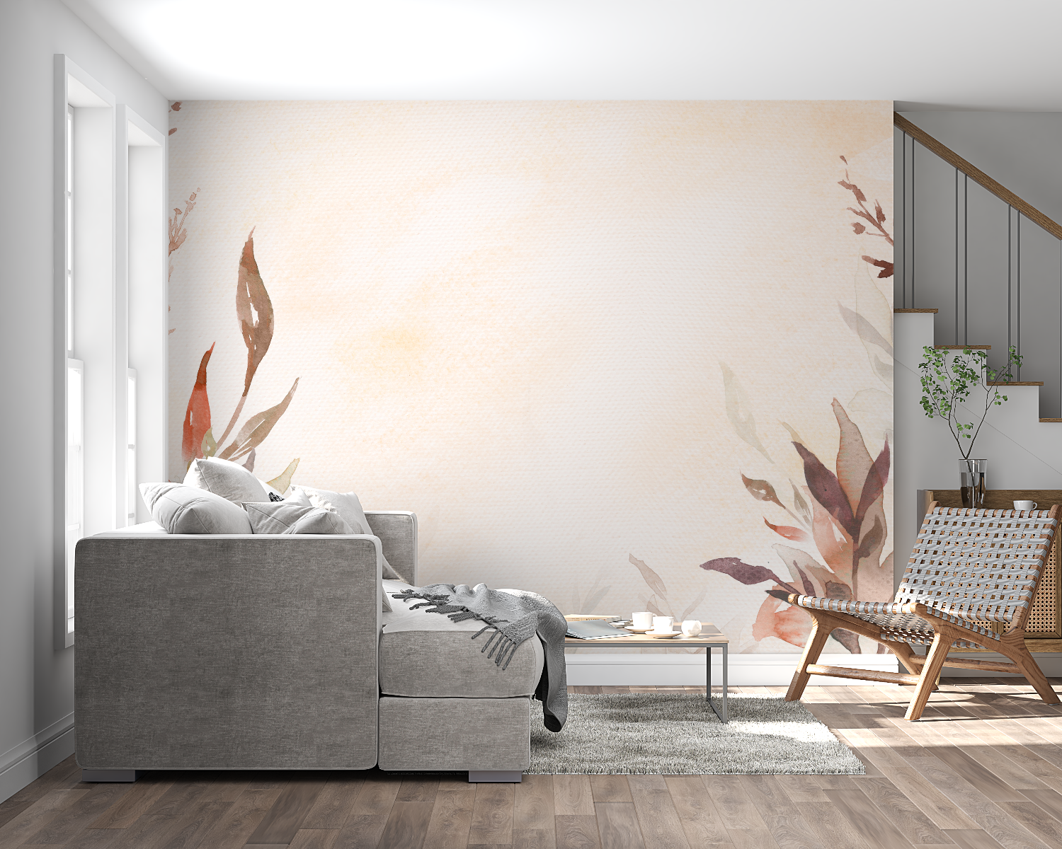 Papier peint aquarelle degrade terracotta panoramique mural