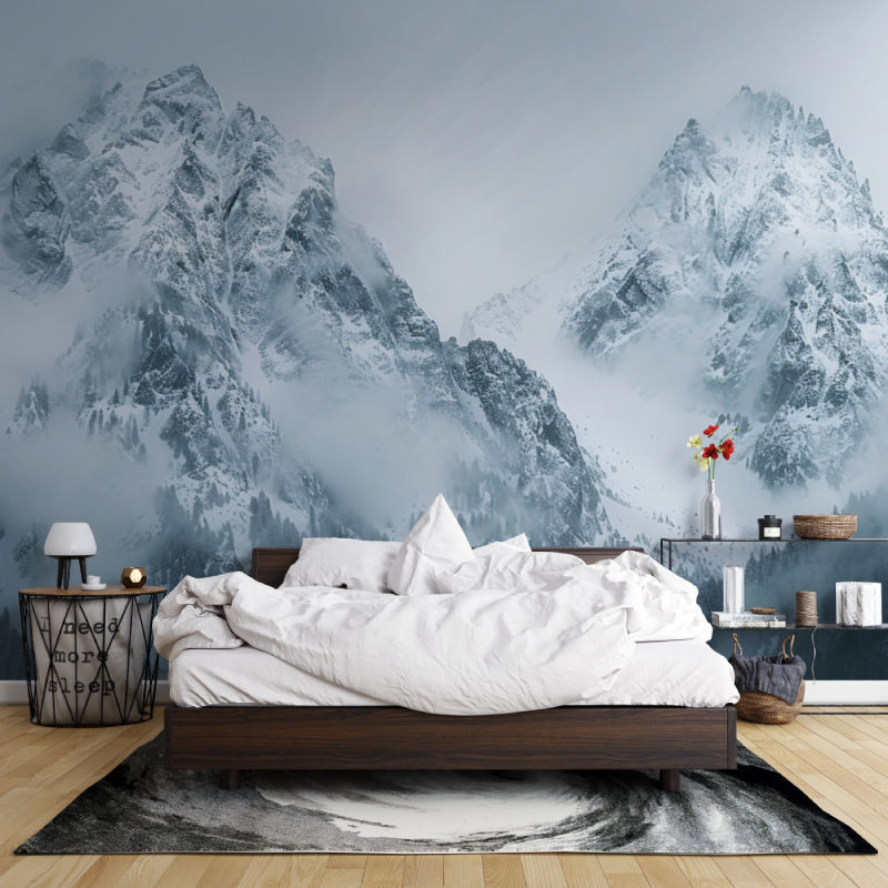 Papier peint salle de bain mont...es aravis leroy merlin mur