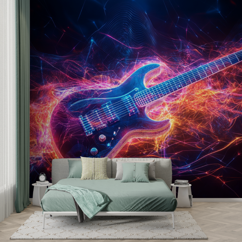 Papier peint theme guitare electrique garcon123