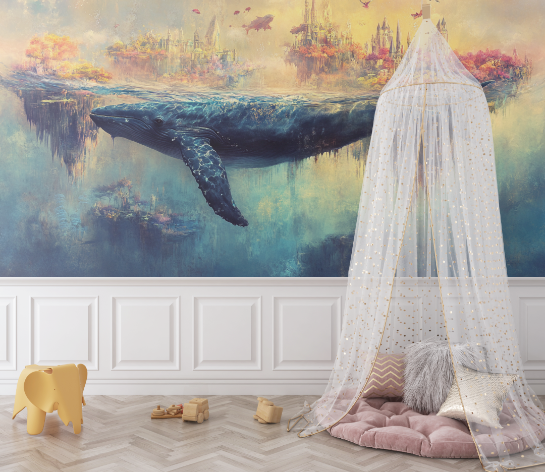 Papier peint baleine monde sous marin bebe