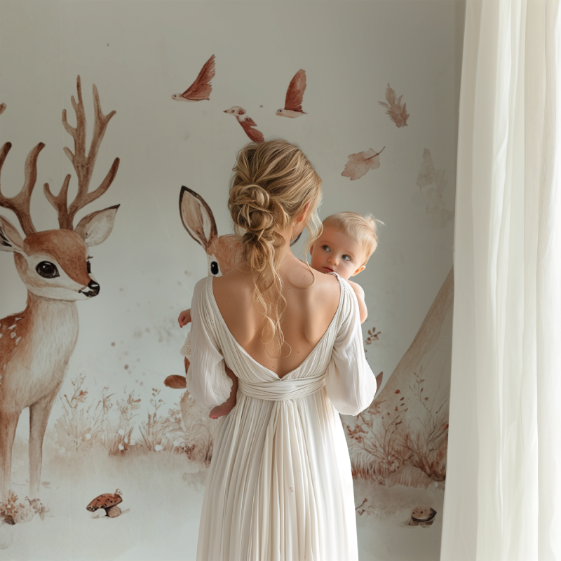 Papier peint foret et tipi bebe bb123