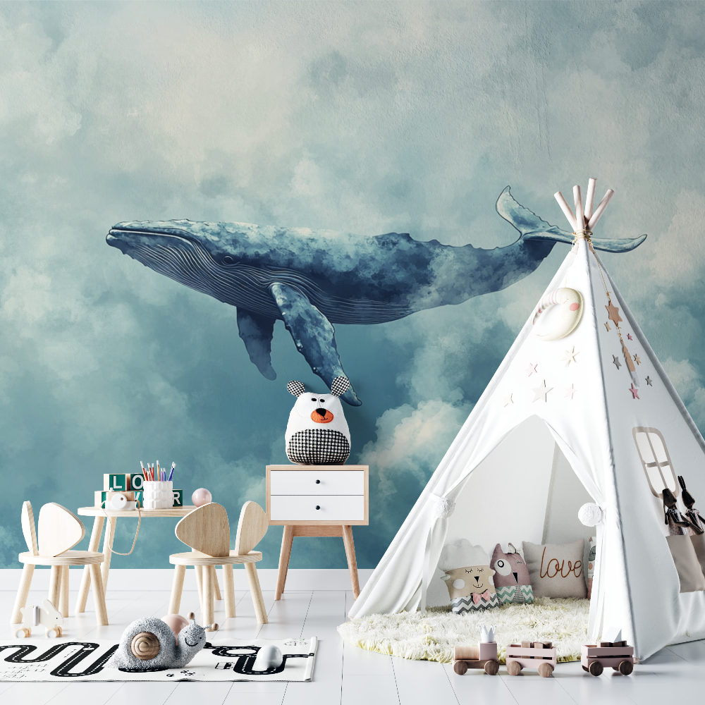 Papier peint marin esquisse nuage chambre bebe